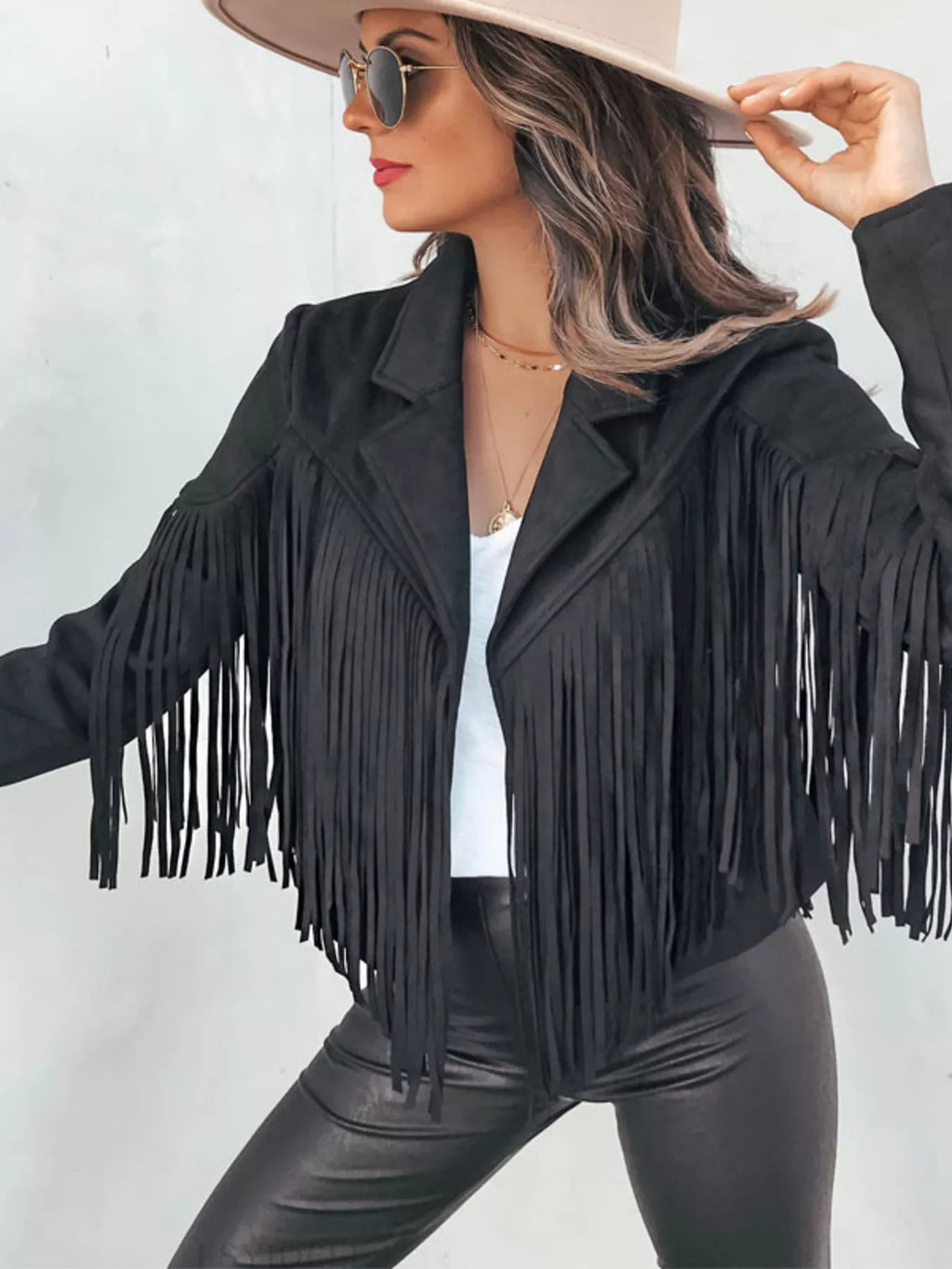 Fringe Open Front Cropped Jacket (7)