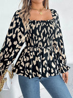 Square Neck Flounce Sleeve Blouse (4)
