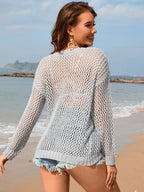 Openwork Dropped Shoulder Cover Up (9)