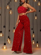 Sequin Embellished Wide Leg Pants (13)