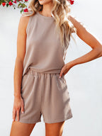 Round Neck Sleeveless Top Shorts Set (6)