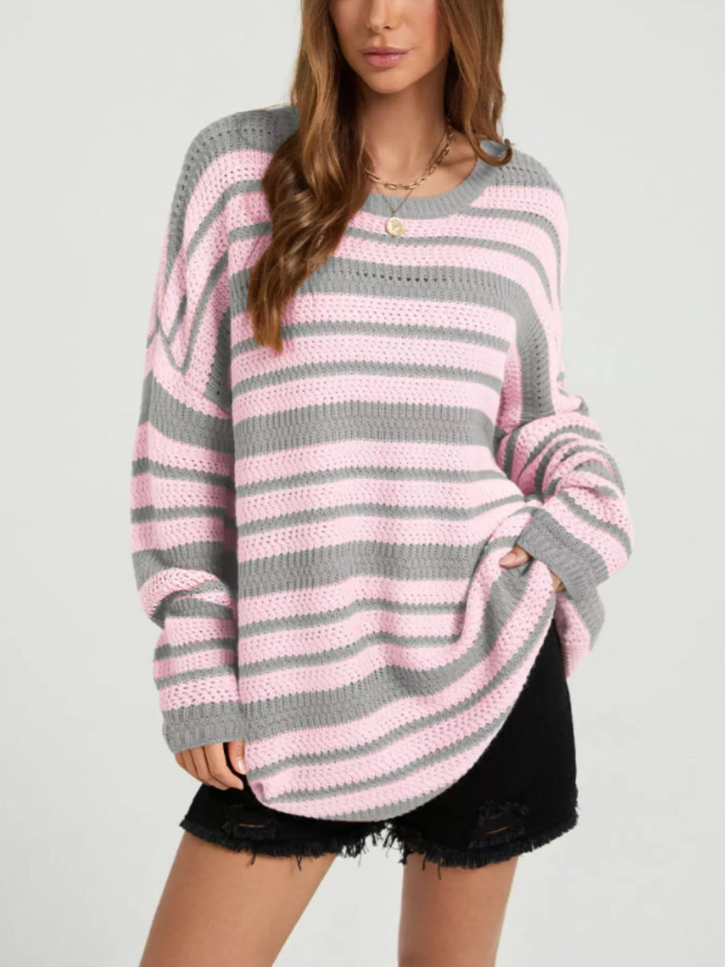 Striped Drop Shoulder Sweater (2)