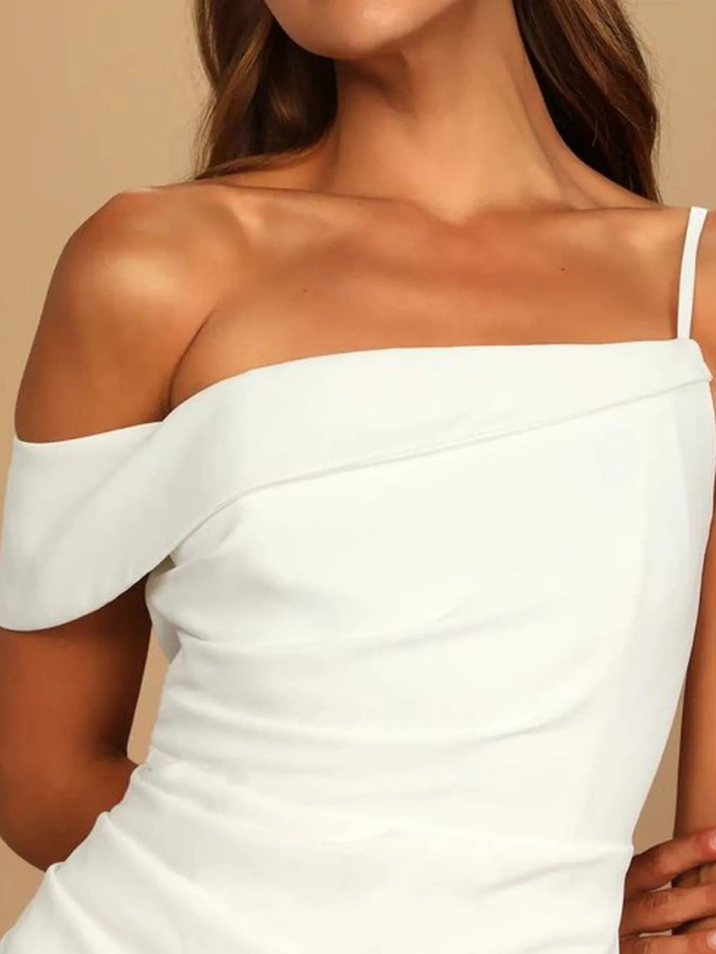 Split Asymmetrical Neck Midi Dress (2)