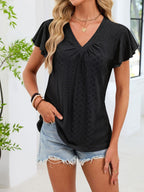 V-neck Flutter Sleeve T-shirt (3)
