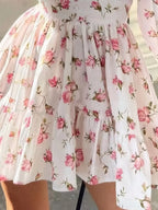 Full Size Floral Print Lace Detail V-neck Mini Dress Plus (7)
