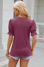 Tie Neck Flounce Sleeve Blouse (16)