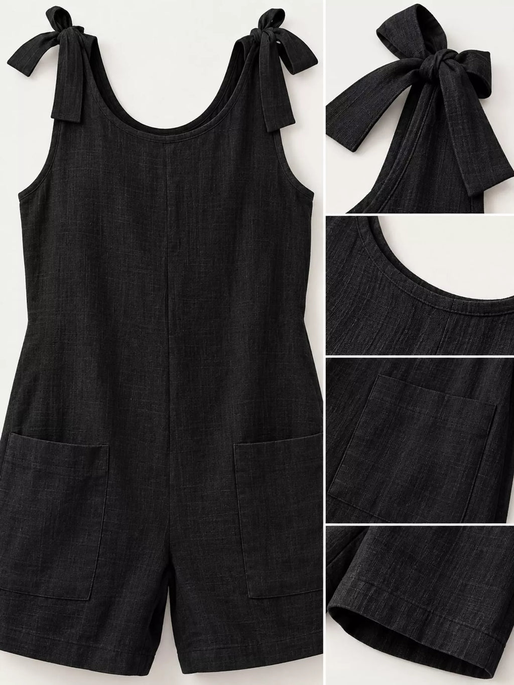Full Size Tie-shoulder Romper Pockets Plus (14)