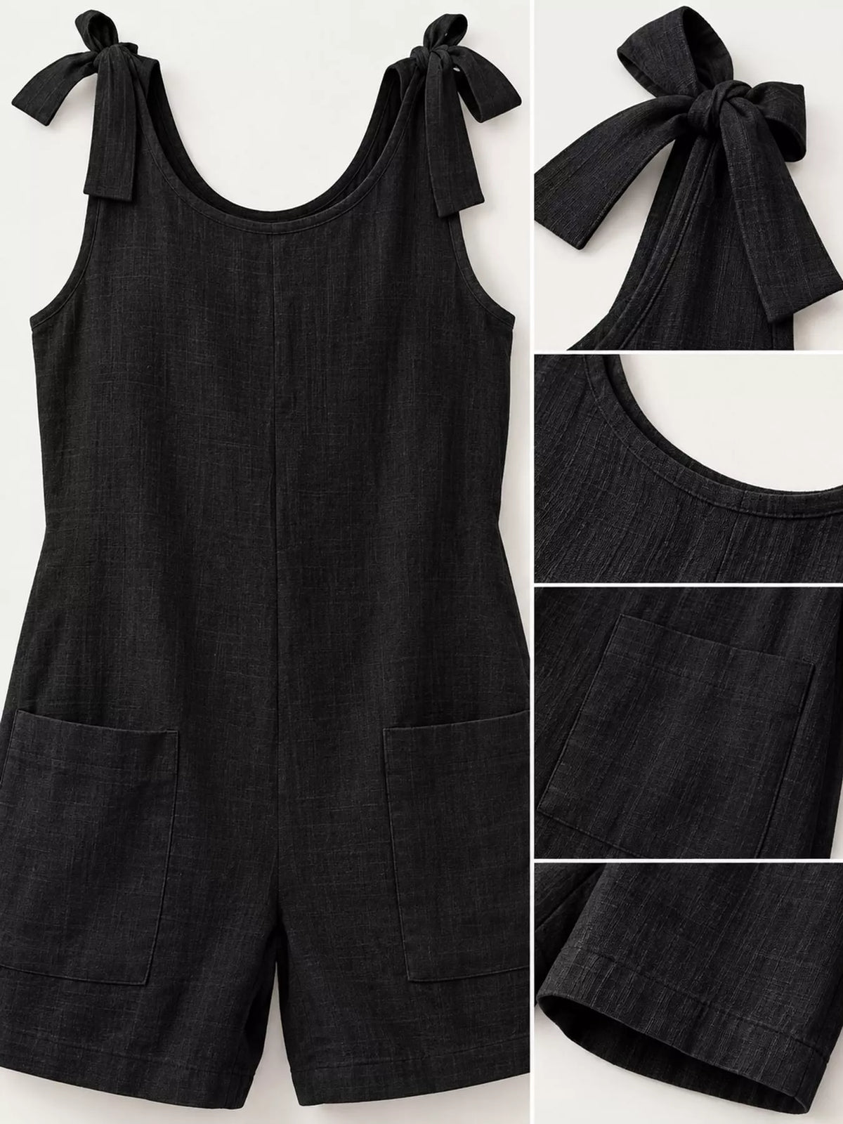 Full Size Tie-shoulder Romper Pockets Plus (14)