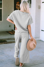 Short Sleeve Top Pants Set (35)