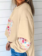 Plus Size Floral Applique Drop Shoulder Sweatshirt (7)