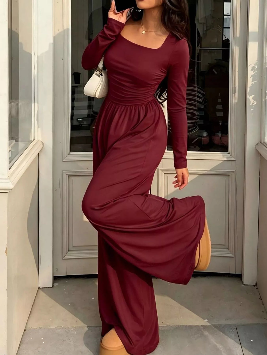 Ruched Square Neck Wide-leg Jumpsuit (17)