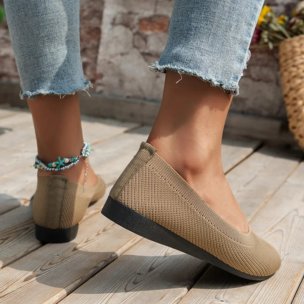 Round Toe Knit Ballet Flats (6)