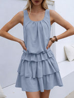 Sleeveless Ruffle Layered Mini Dress (2)