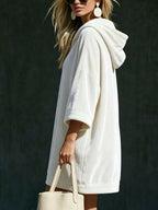 Full Size Half-zip 3/4 Sleeve Hoodie Dress Plus (3)