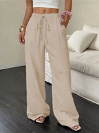 Wide Leg Pants Drawstring