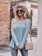 Square Neck Long Sleeve T-shirt (14)