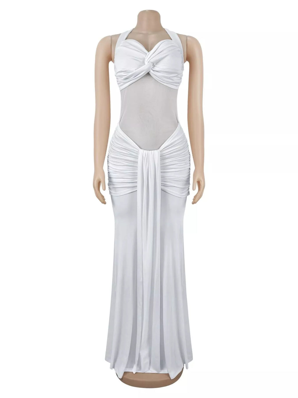 Twisted Front Ruched Bodycon Maxi Dress (3)
