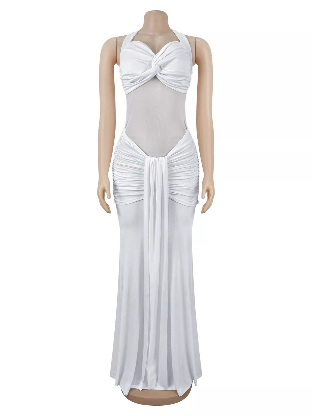 Twisted Front Ruched Bodycon Maxi Dress (3)