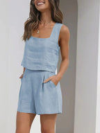 Square Neck Tank Shorts Set (26)