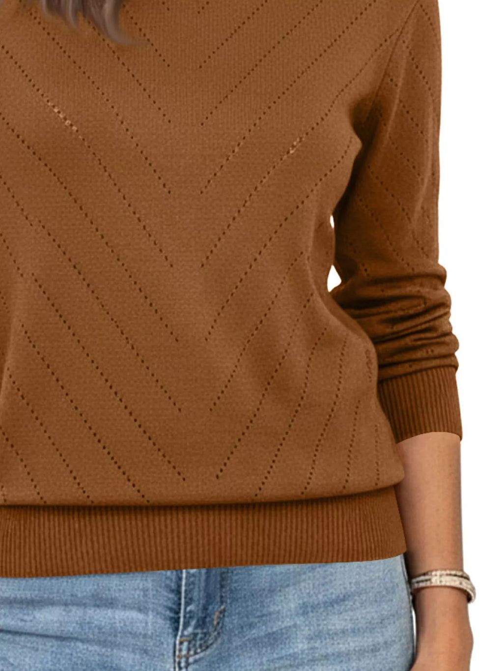 Openwork Round Neck Sweater (6)