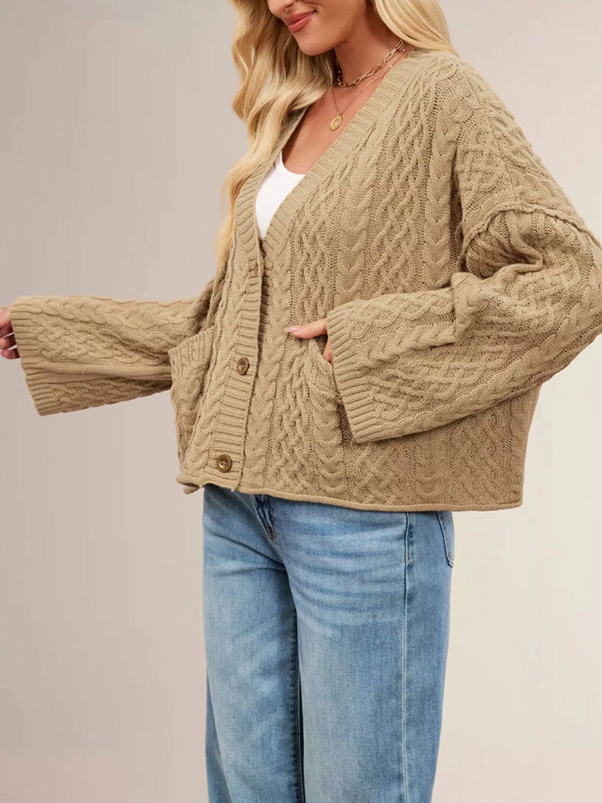 Cozy Cable Knit Cardigan Pockets (3)