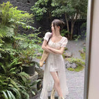 Irregularly Short Sleeve Waist-controlled Dress photo 4