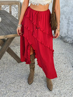 Slit Drawstring Ruffled Skirt (15)