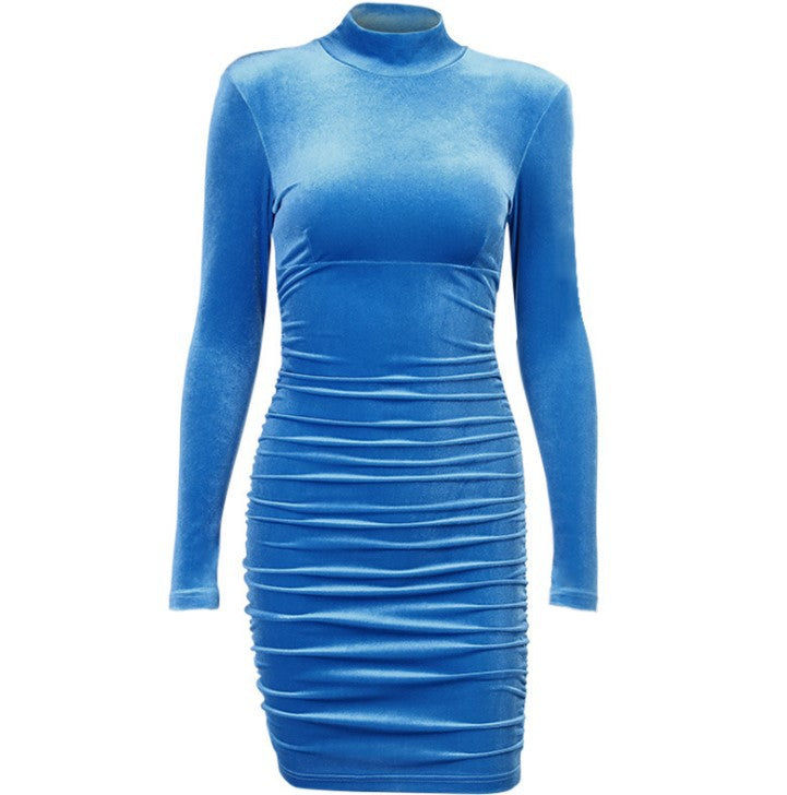 Padded Shoulder High Neck Dress photo 2