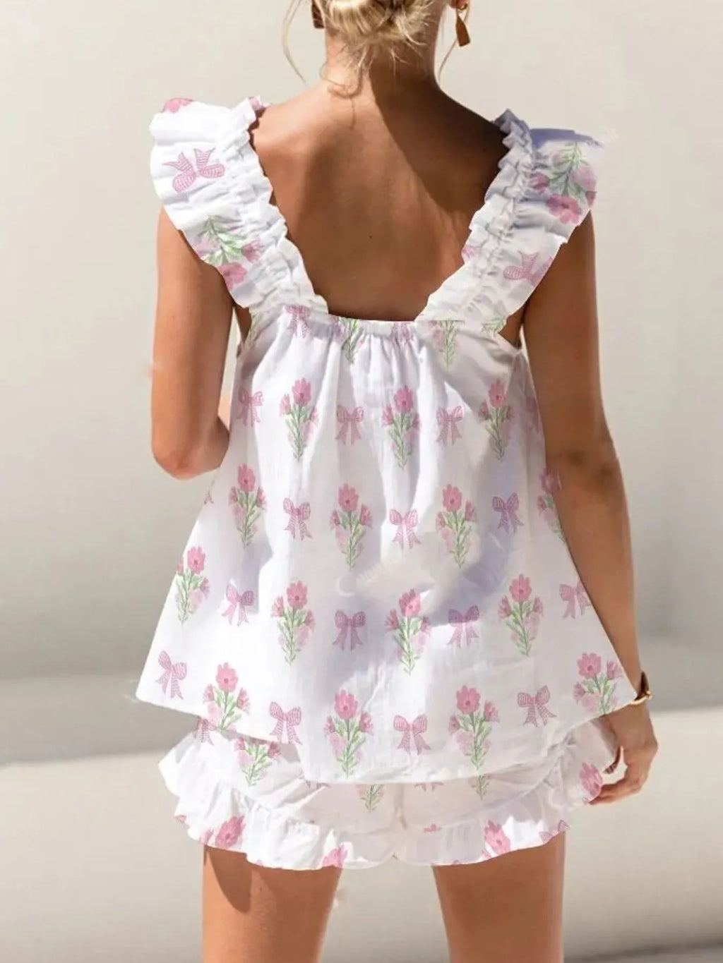Ruffled Striped Tank Shorts Set (18)