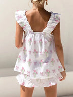 Ruffled Striped Tank Shorts Set (18)