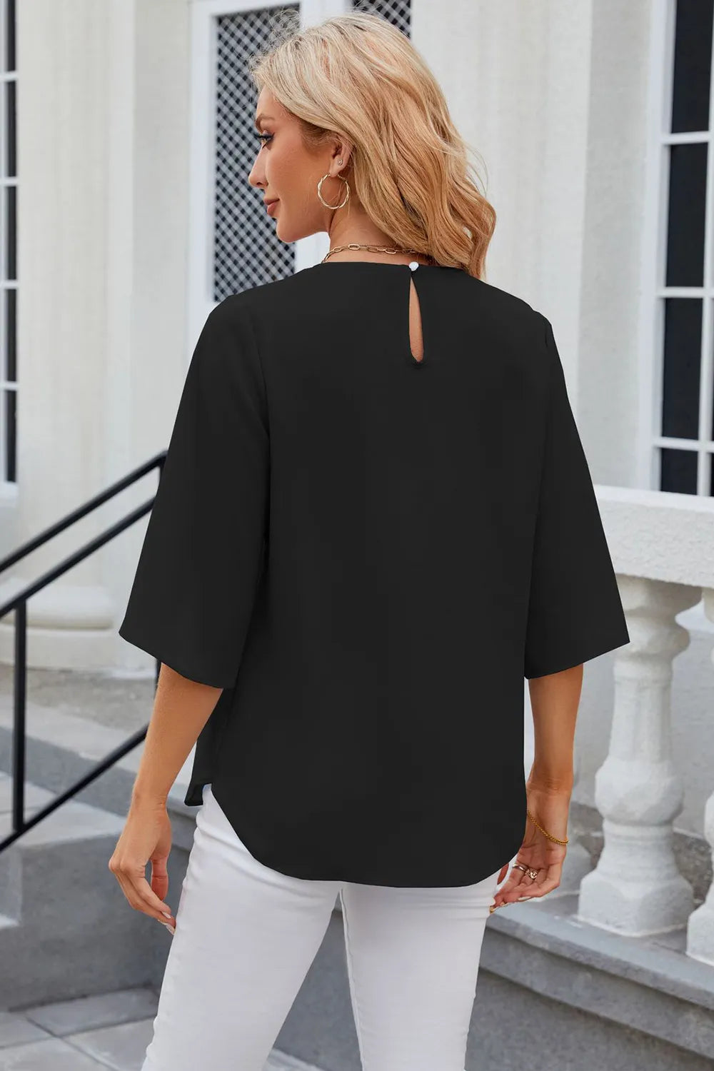 Round Neck Slit Half Sleeve Top (24)