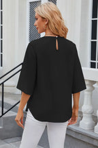 Round Neck Slit Half Sleeve Top (24)