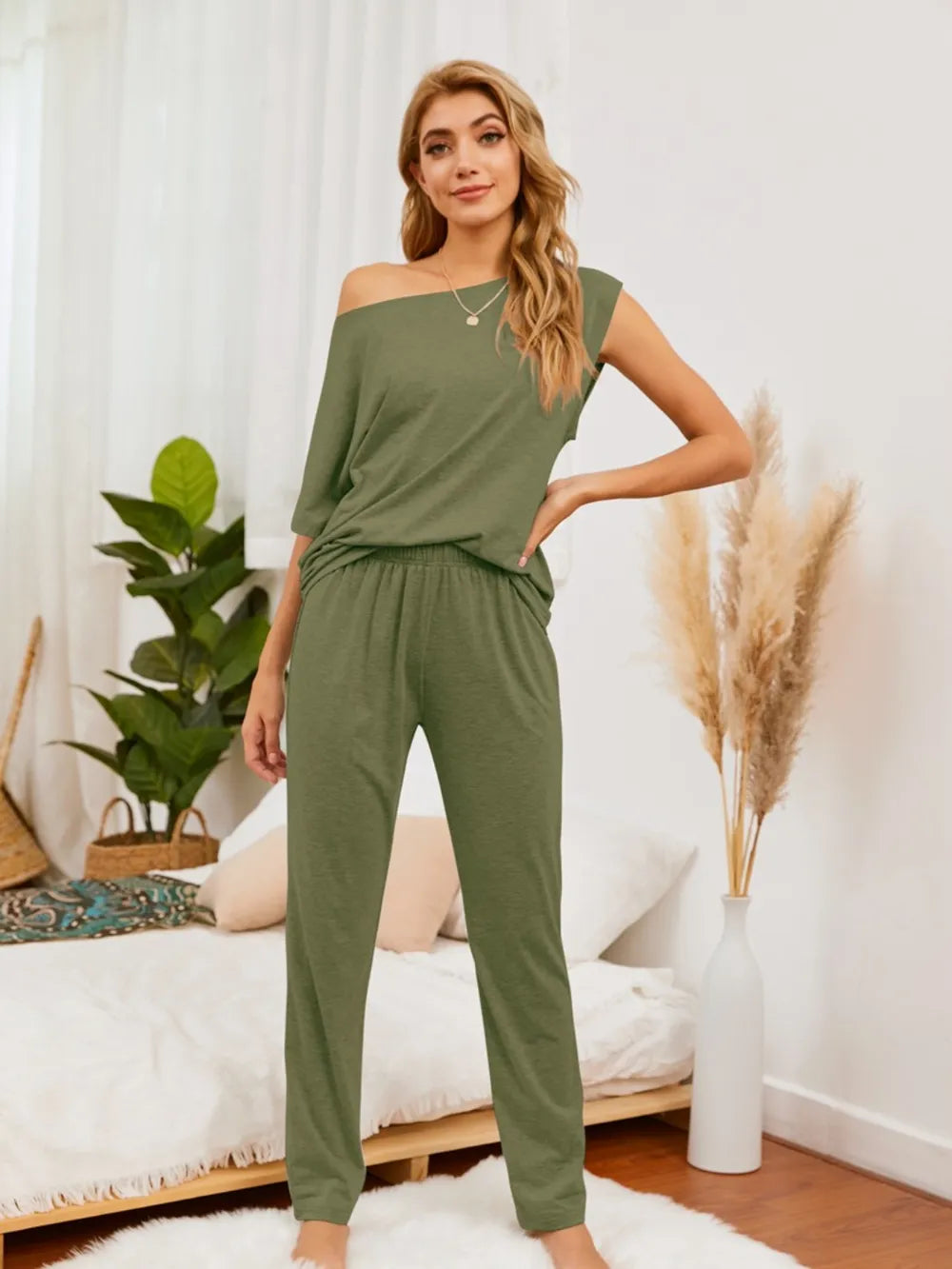 Boat Neck Top Pants Lounge Set (11)
