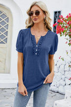 Frill Notched Short Sleeve Blouse (7)