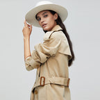 Stripes Double-breasted Trench Coat British Slim Waist photo 3