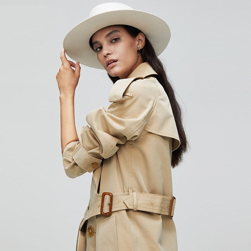 Stripes Double-breasted Trench Coat British Slim Waist photo 3