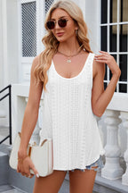 Eyelet Scoop Neck Wide Strap Tank (3)