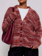 Chunky Knit V-neck Button-up Cardigan (20)