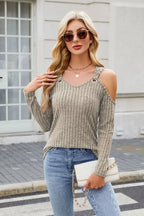 Ribbed Cold Shoulder Long Sleeve Top (24)