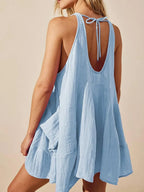 Tied Scoop Neck Wide Strap Mini Dress (14)