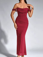 Off-shoulder Ruched Mermaid Maxi Dress (2)