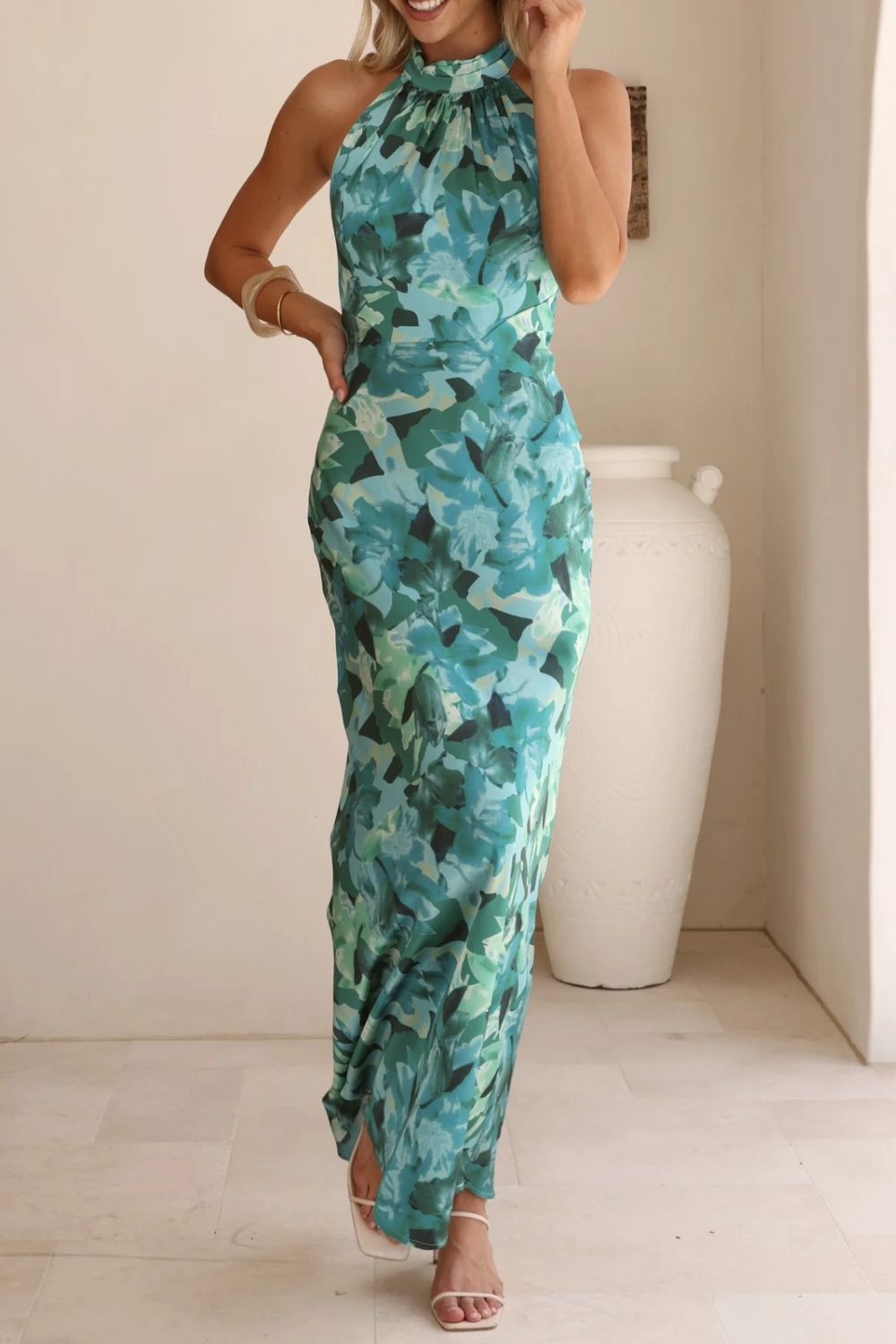 Floral Print Halter Neck Maxi Dress (22)