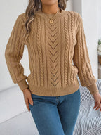 Cable-knit Round Neck Sweater (8)