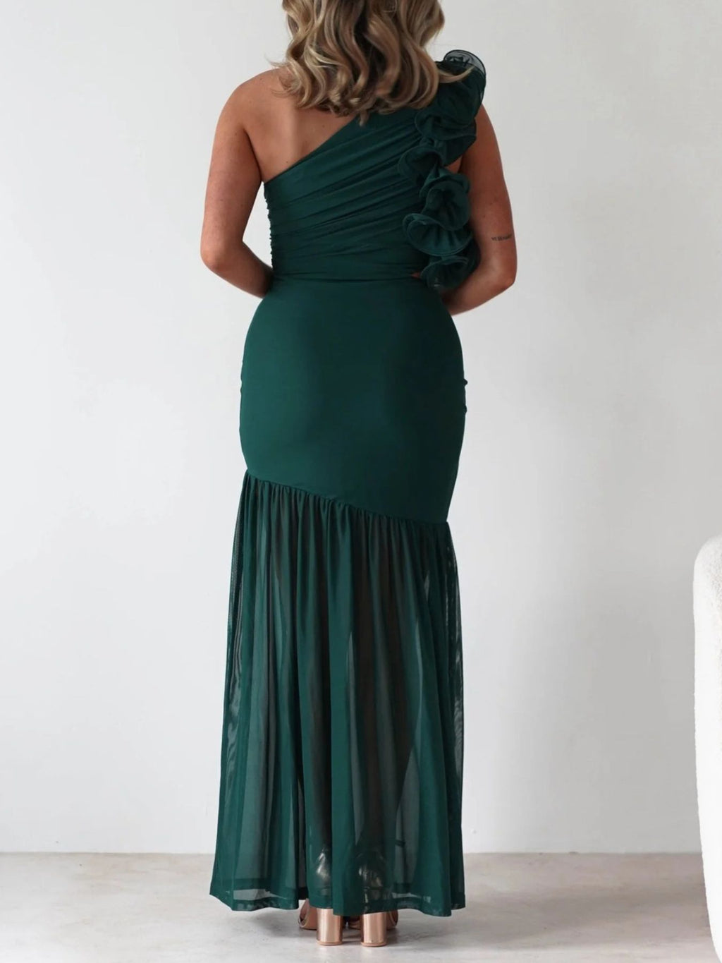 One-shoulder Ruffle Trim Maxi Dress (17)