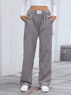 Plaid Wide Leg Casual Pants (18)