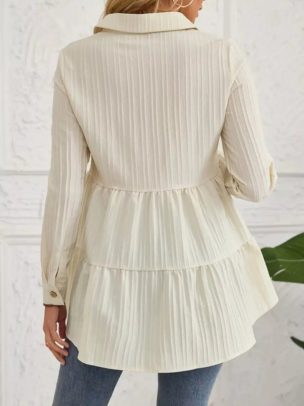 Button-down Long Sleeve Tiered Shirt (9)