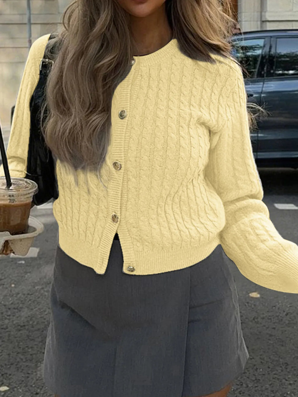 Cable Knit Button-up Cardigan (12)