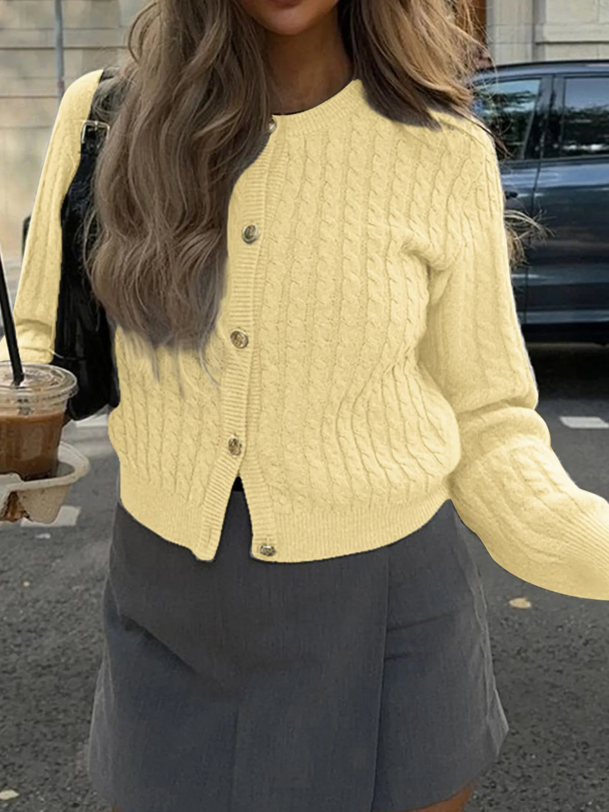 Cable Knit Button-up Cardigan (12)