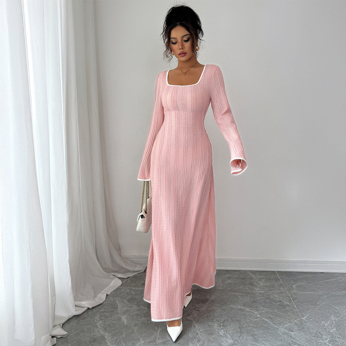 Slim-fitting Simple Long Sleeve Dress Clothing photo 4