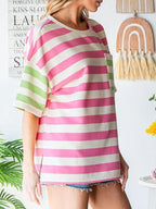 Striped Oversized Short Sleeve T-shirt (3)